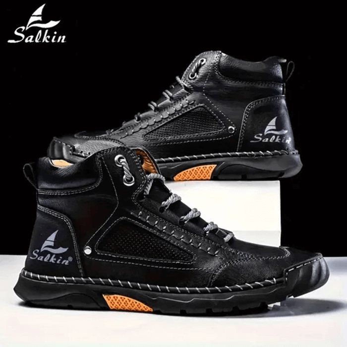 π₯Last Saleπ₯Men's Comfortable Handmade Leather Boots β Waterproof, Arch Support, Pressure Relief, Spacious Toe Box Outdoor Leather Shoes
